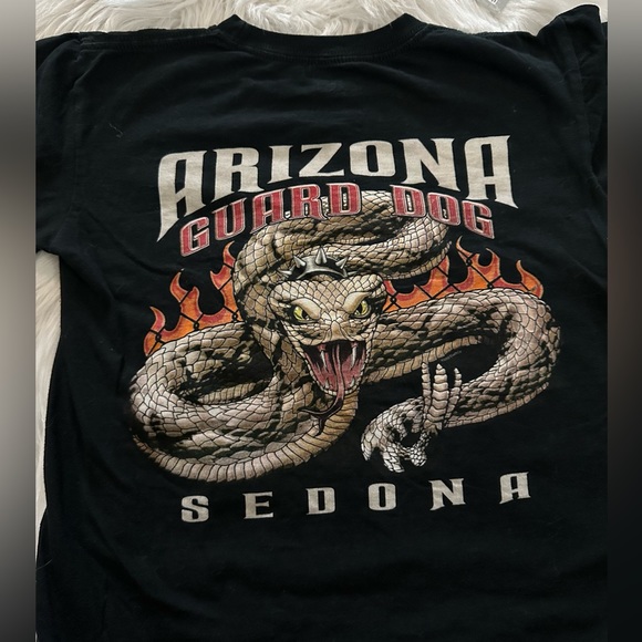 Sedona arizona guard dog rattle snake with fangs flame shirt black - Picture 1 of 2